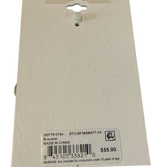 Unwritten Pave and Initial Disc Bangle Bracelet in Stainless Steel Silver Plated - Picture 3 of 3